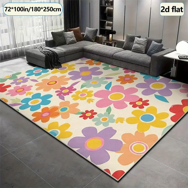 1 Piece of Brightly Colored Floral Pattern Carpet, Soft and Comfortable, Suitable for All Seasons, Lightweight and Easy to Maintain, Perfect for Living Room, Bedroom, Entryway, Balcony Home Decor, Ideal for Autumn and Winter.