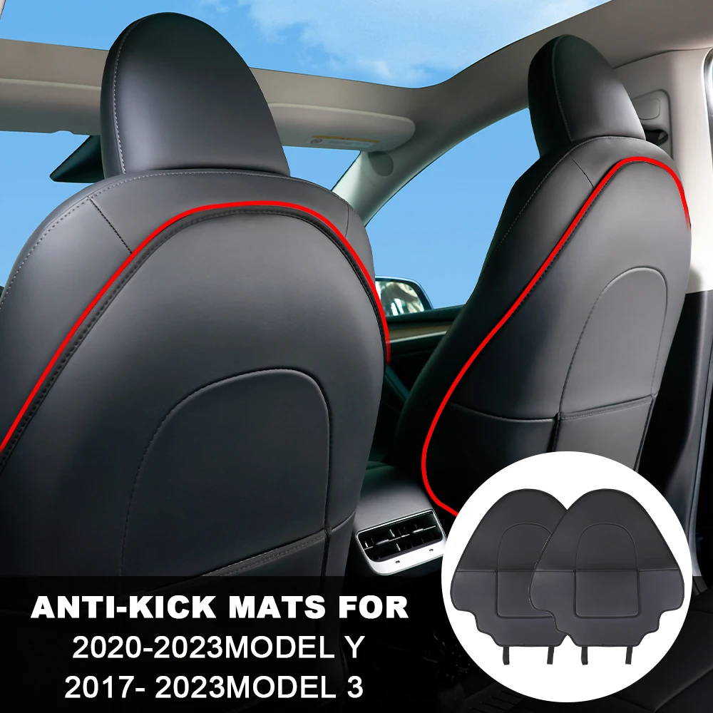 

2PCS For Tesla Model 3 Y Seat Kick Pad Leather Back Anti Kick Protectors Cover Mats Seatback Pad Interior Accessories