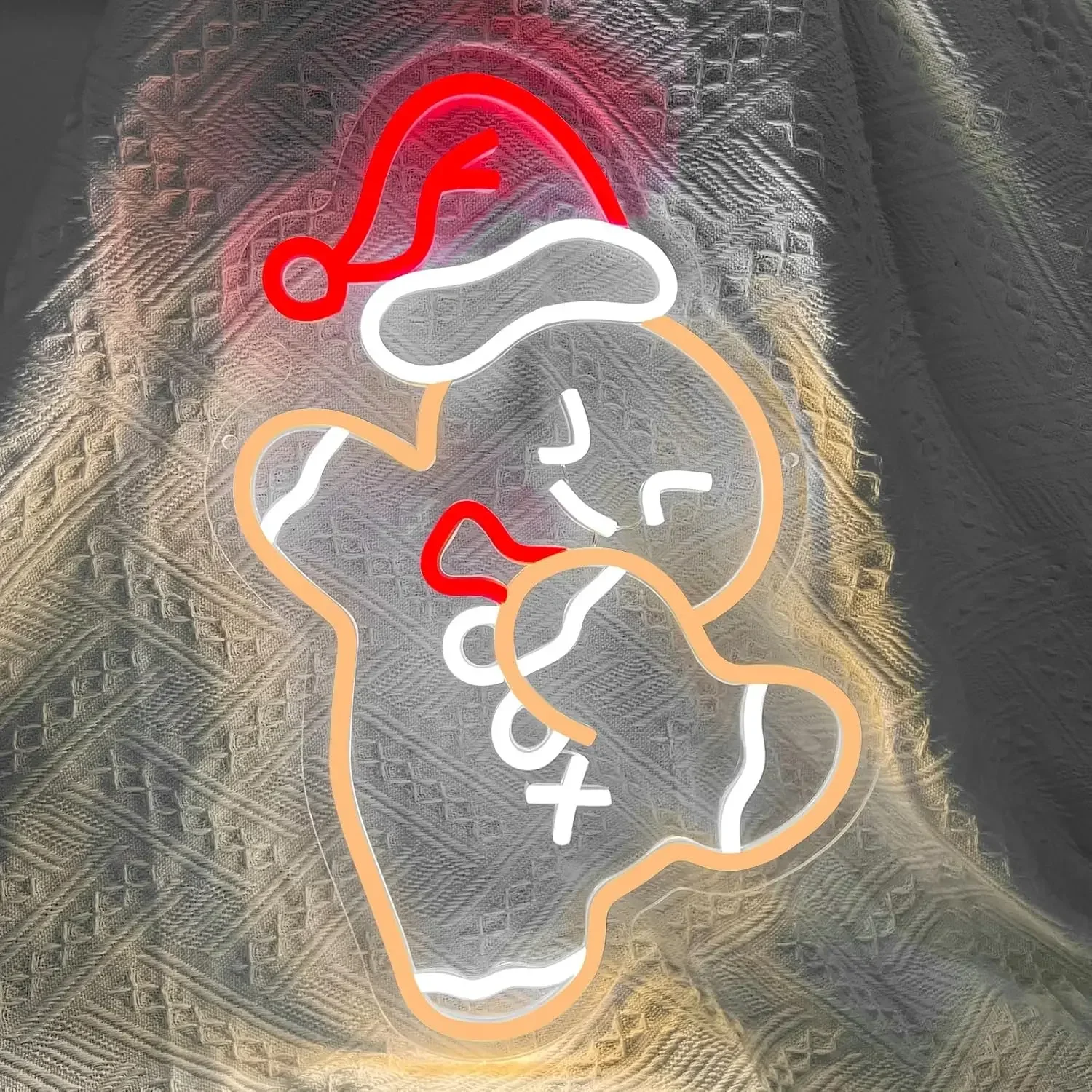 Santa Hat Elephant Neon Sign Red Orange LED Cute Animal Wall Art Acrylic USB Powered Dimmable Light For Xmas Holiday Decor
