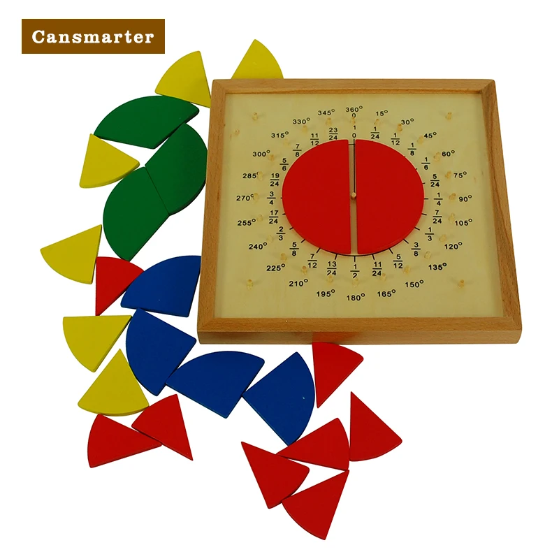 Measurement of Angles Kids Montessori Learning Material Wood Fraction Toy Round Score Board Teaching Aids Math Toys for Childre