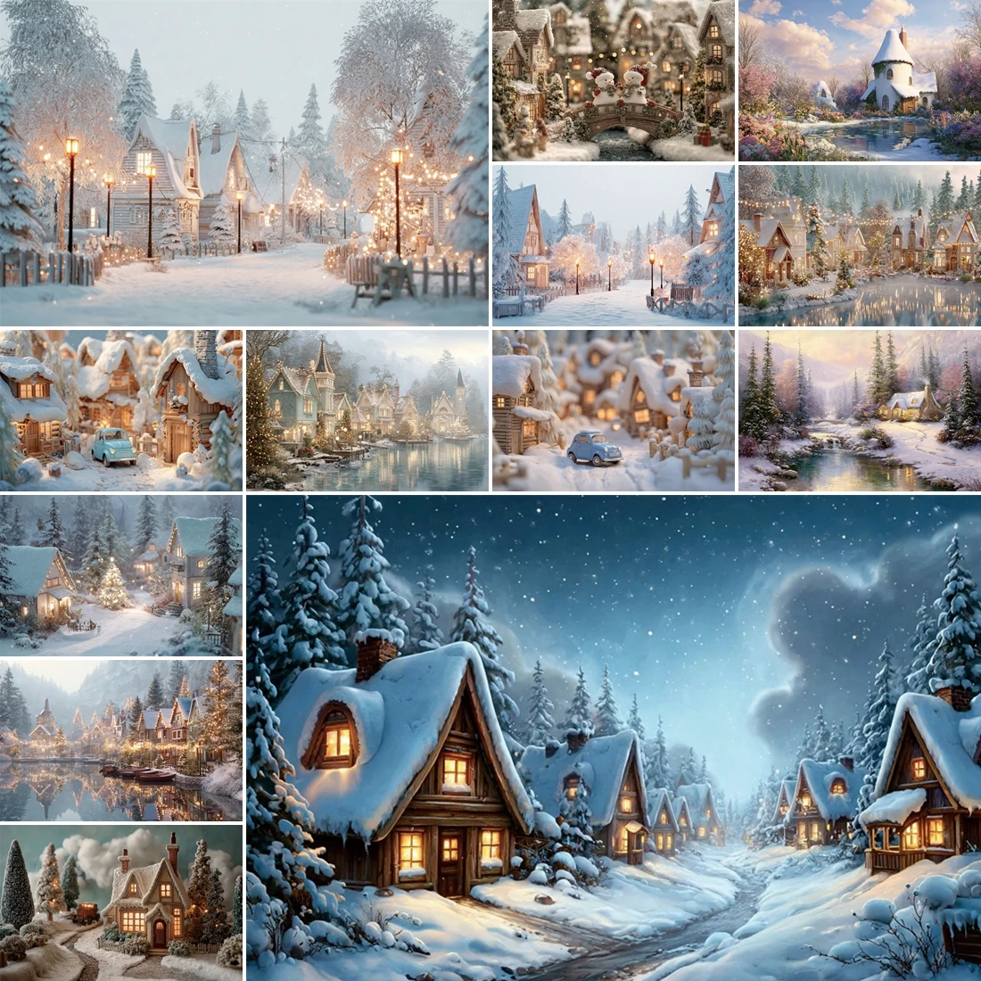 MOON.QG عيد الميلاد مسار صورة خلفية منزل غابة الصنوبر الشتاء الثلوج الخلفيات للتصوير الفوتوغرافي الأطفال فوتوزون ديكور جدار