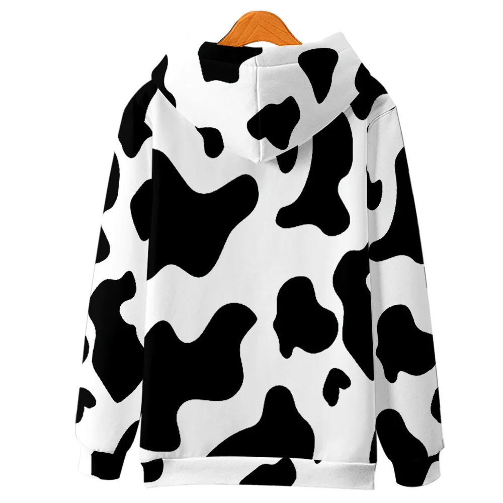 Sweat à capuche imprimé vache noir et blanc pour femmes et hommes, sweat-shirt à manches longues imprimé en 3D, à la mode, original