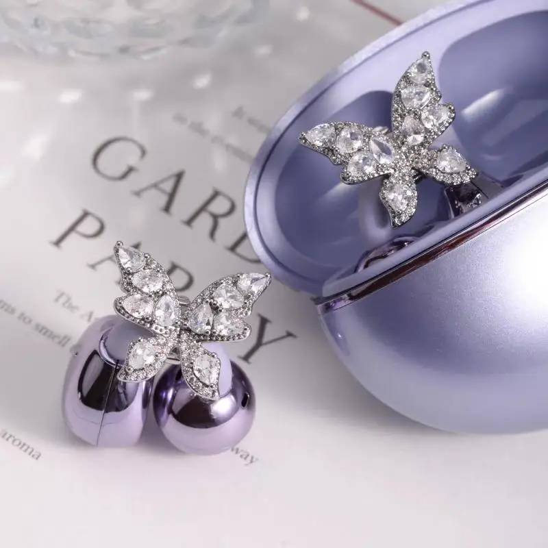 New-Shiny Rhinestone Butterfly Earbud Clip Accessory Detachable Bluetooth Earbuds Decoration Earphones Fashion Jewelry For Women