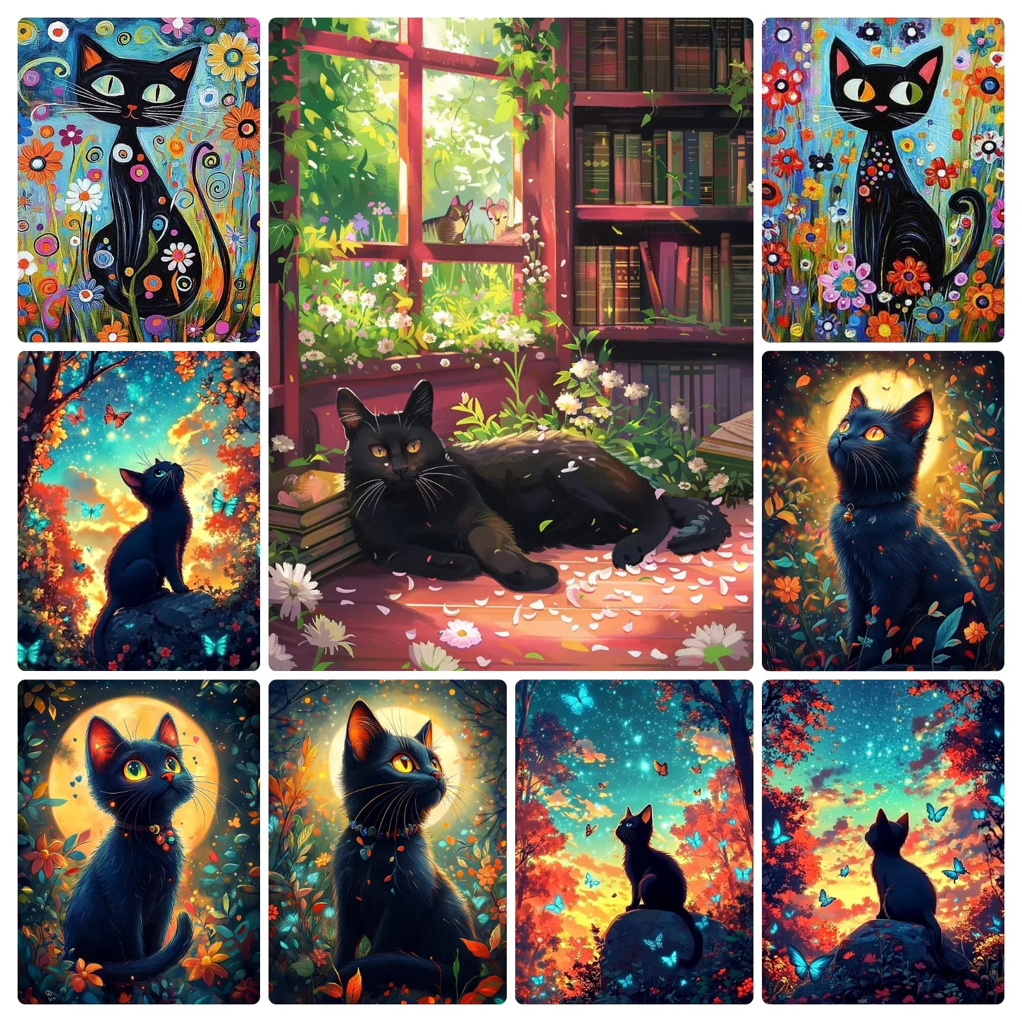 Large Jigsaw Puzzle 500/1000 Pieces Magic Black Cat Paper Puzzles Adult Present Portable Box for Family Games Educational Toys
