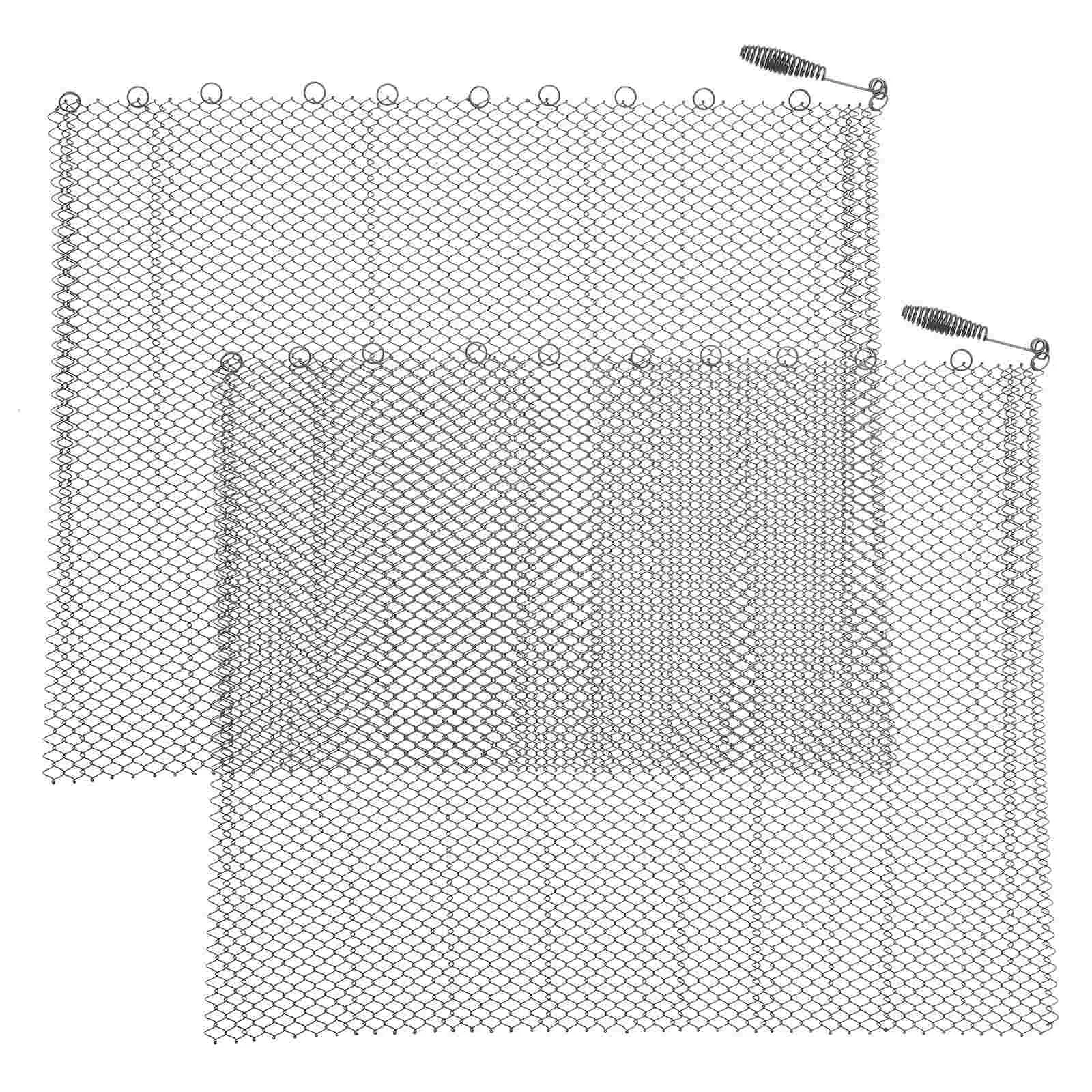 2 Pcs Fireplace Mesh Screens Indoor Lights Outdoor Burning Curtain Iron Sparks Guard Accessory Parts