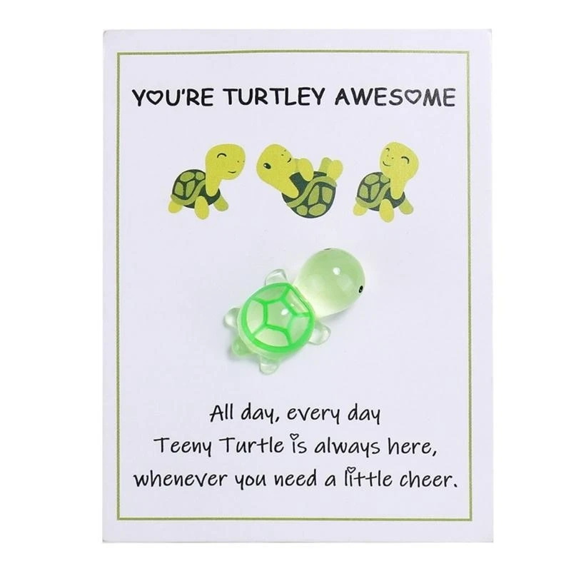 F92B Pockets Hug Turtles Tarjeta Emocional Soporte Tortugas marinas Ornamentt con tarjeta felicitación