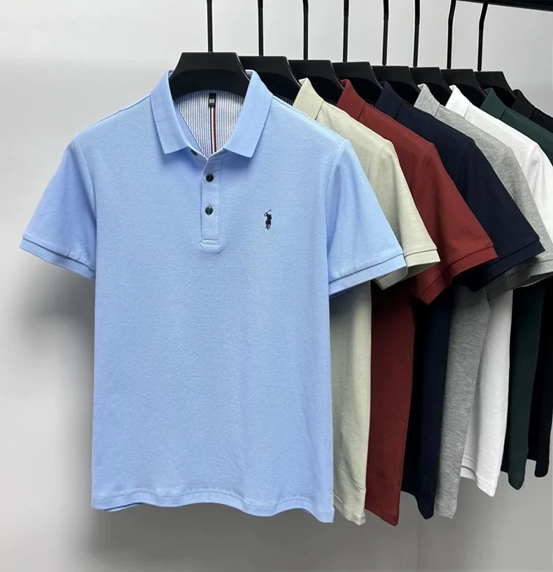 High end brand 100% cotton short sleeve polo shirt men luxur pony embroidery comfort breathable fashion T-shirt summer new top image 6