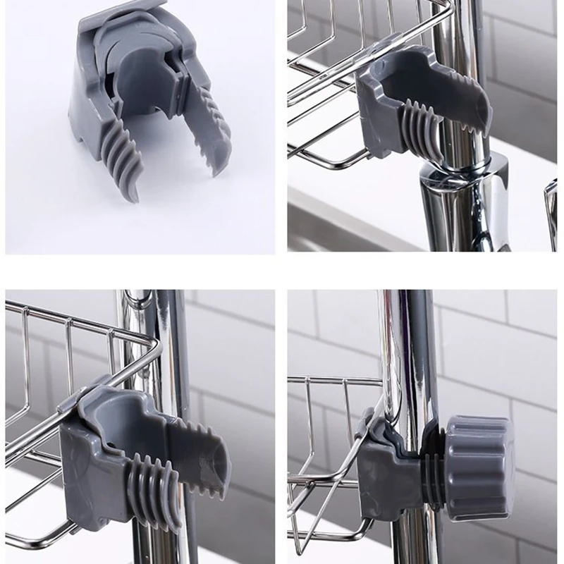 Kitchen Stainless Steel Sink Drain Rack Sponge Storage Faucet Holder Soap Drainer Shelf Basket Organizer Bathroom Accessories