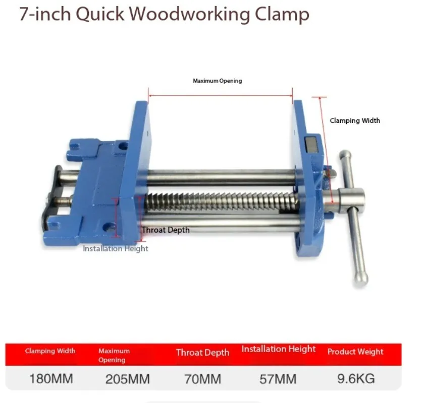 Woodworking vise, quick-release vise, bench vise, clamp, table clamp
