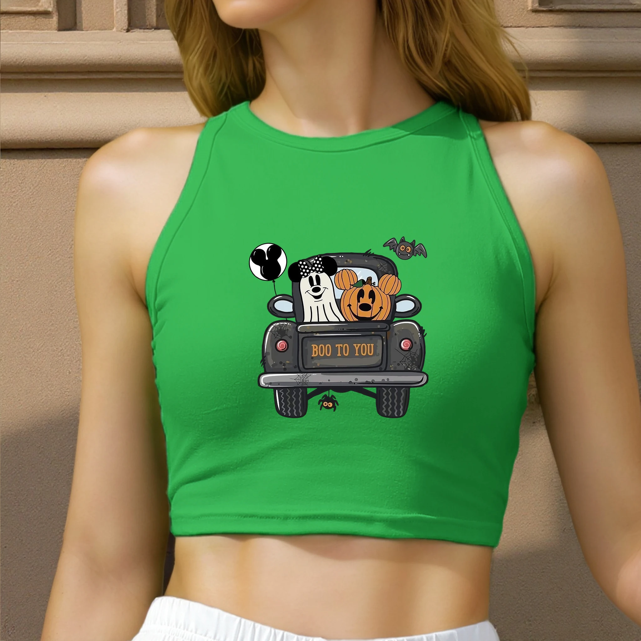 

Corset Sleeveless Disney Woman Clothing Tees New Cartoon Female Printed Tops T Shirt Y2k Custom Pumpkin Clothes Halloween