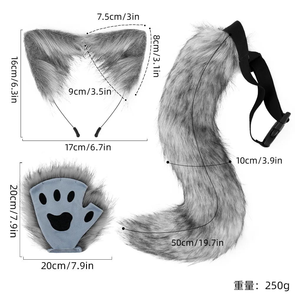 Popularne ręcznie robione opaski na głowę z uszami zwierząt na Halloween, cosplay, symulacja kota, zestaw, pazury zwierząt, rękawiczki na palce, akcesoria cosplay