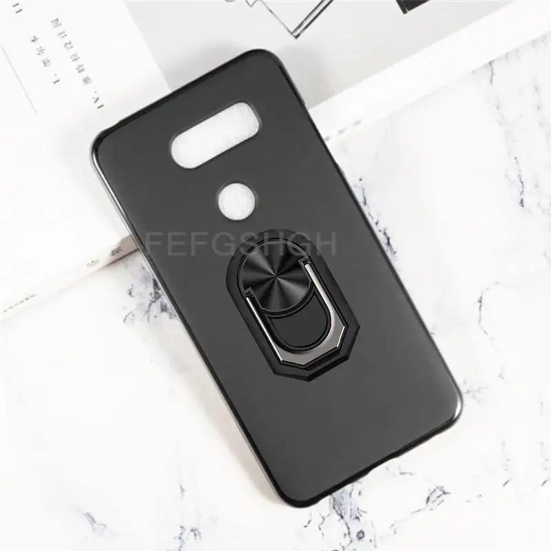 For LG V30 / V30 Plus / V30S ThinQ / V35 ThinQ Back Finger Ring Soft TPU Silicone Case For LG V30 Phone Cover