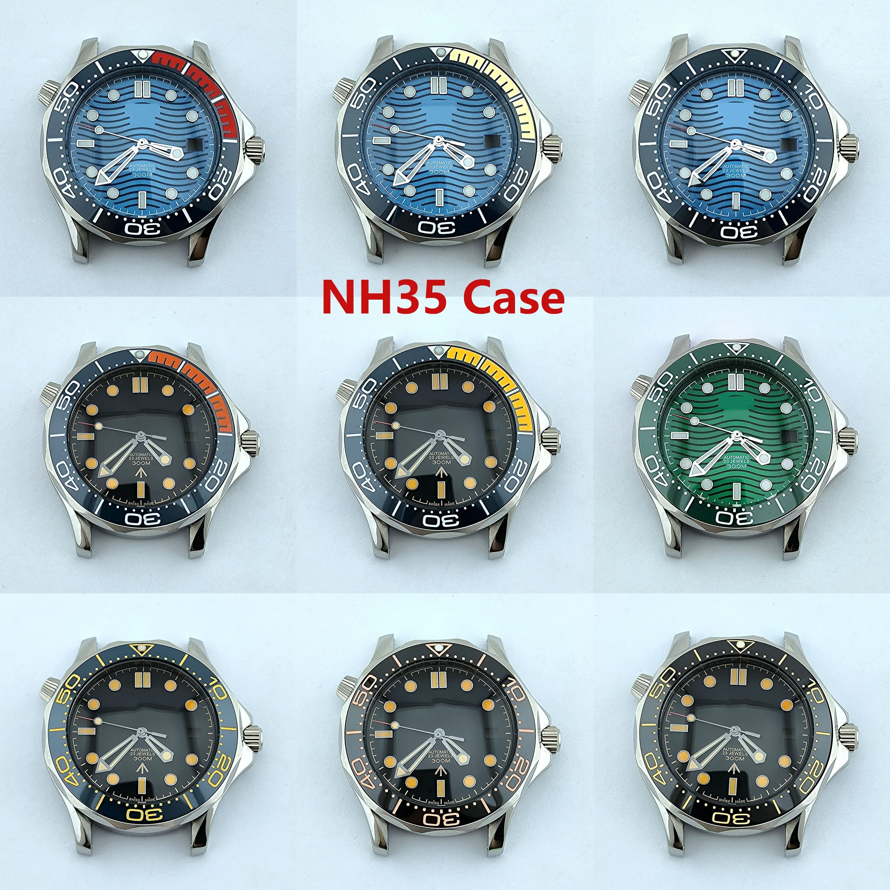 

41mm NH35 Case NH35 Dial Stainless Steel Band Men Automatic Mechanical Waterproof Watch Parts for Seamaster NH35/NH36 Movement