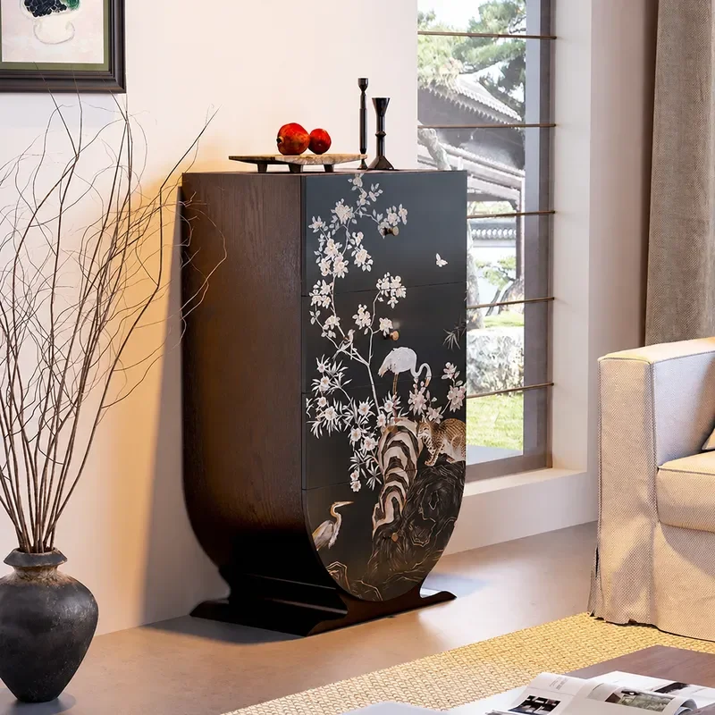 Chinese Style Solid Wood Chest Cabinet Living Room Storage Locker Household Dining Sideboard Porch Entryway Organizer