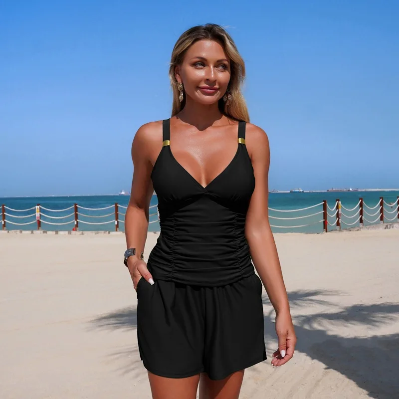 Bathing Suit Women Swimwear With Pockets European And American Split Swimwear Can Be Customized For Tankini Women Spot