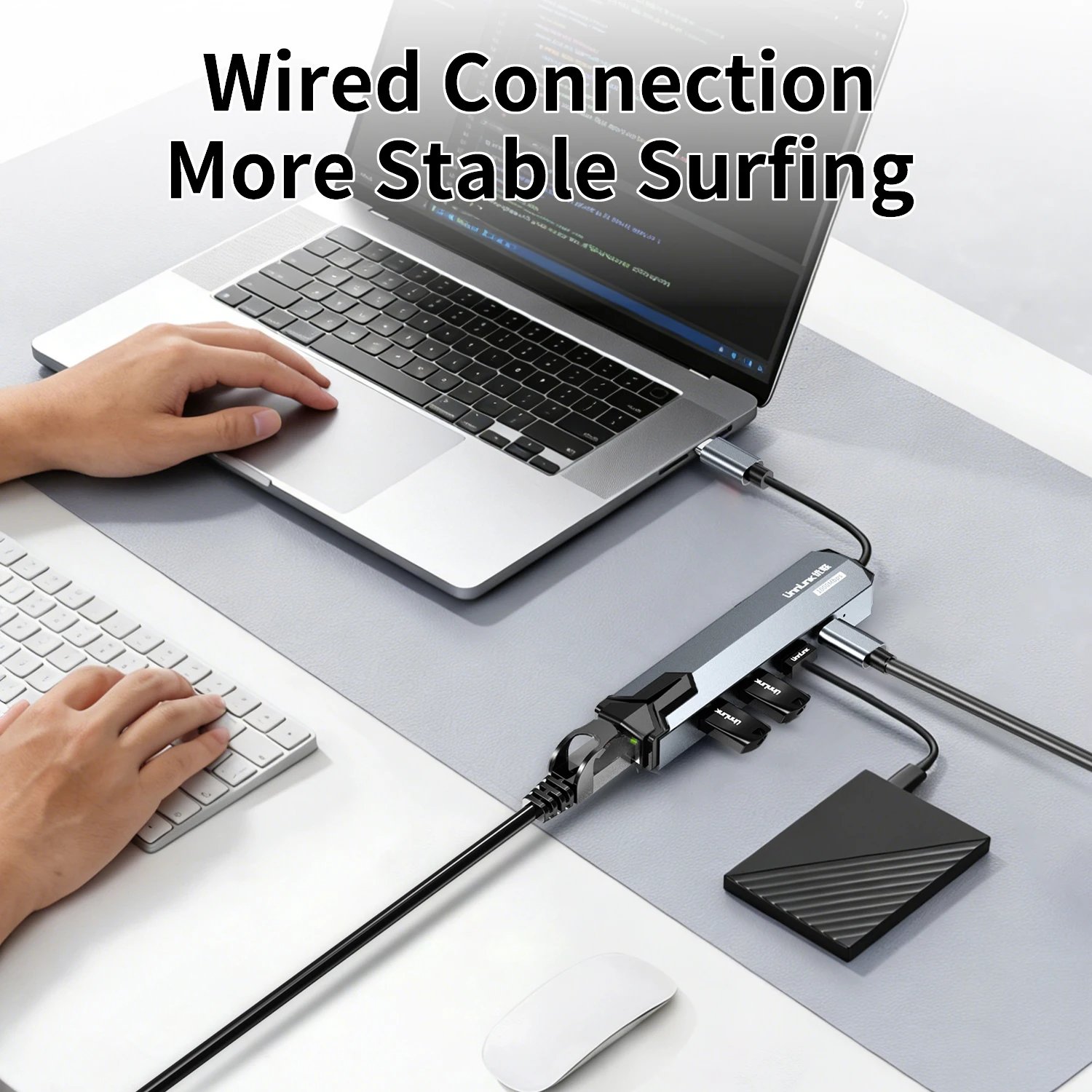 Unnlink 1000 Mbit/s USB-Ethernet-Adapter USB 3.0 Typ C auf RJ45-Netzwerkkarte für Nintendo Switch PC Laptop TV Box Internet USB Lan