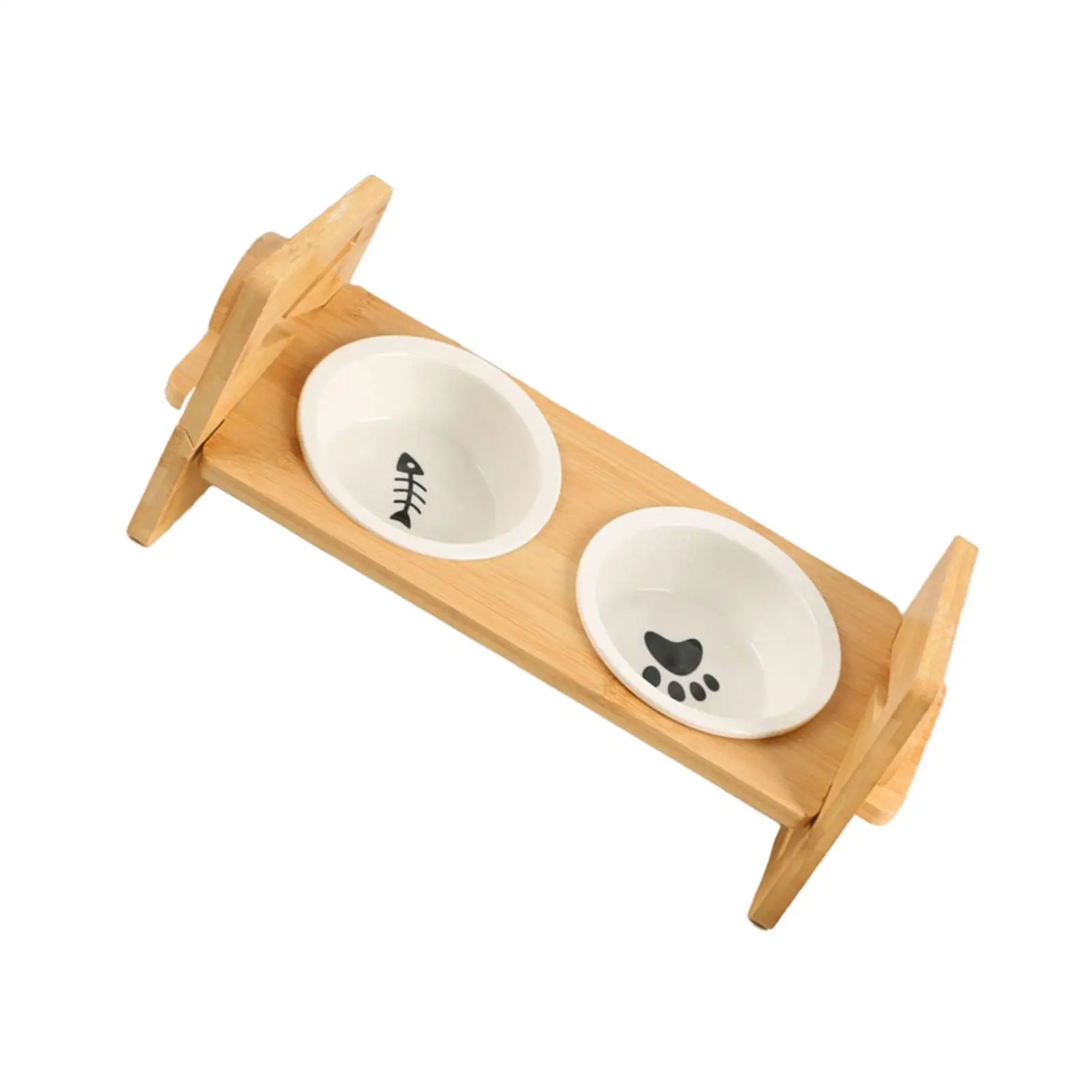 Cat Dish Dog Bowls Protect Cats Spine with Stand Waterproof Pet Bowl Set for