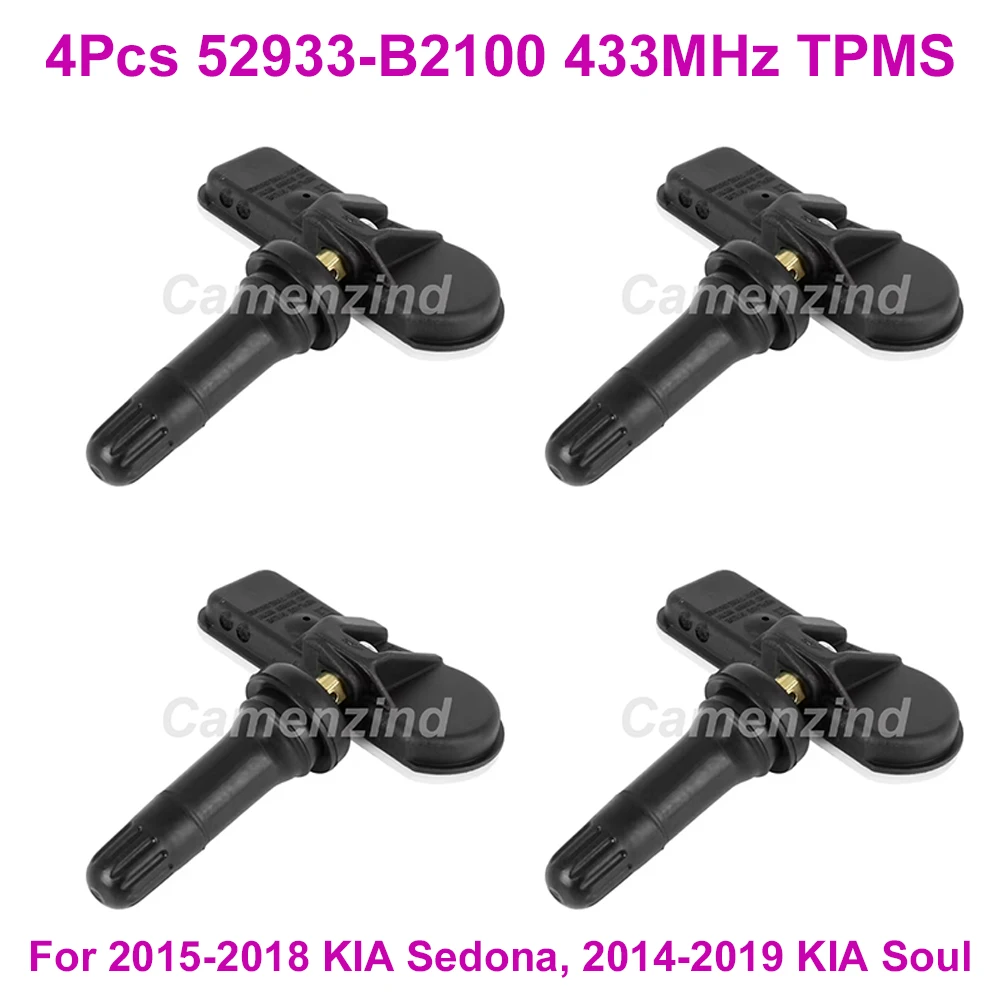 

4 шт. 52933-B2100 Датчик давления в шинах TPMS 433 МГц 52933B2100 52933-3T000 529333T000 для KIA 2015-2018 Sedona 2014-2019 Soul ﻿