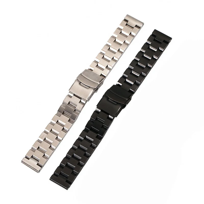 

18/20/22/24 мм однотонный ремешок с тремя бусинами, трапециевидный ремешок из нержавеющей стали, мужские аксессуары для часов