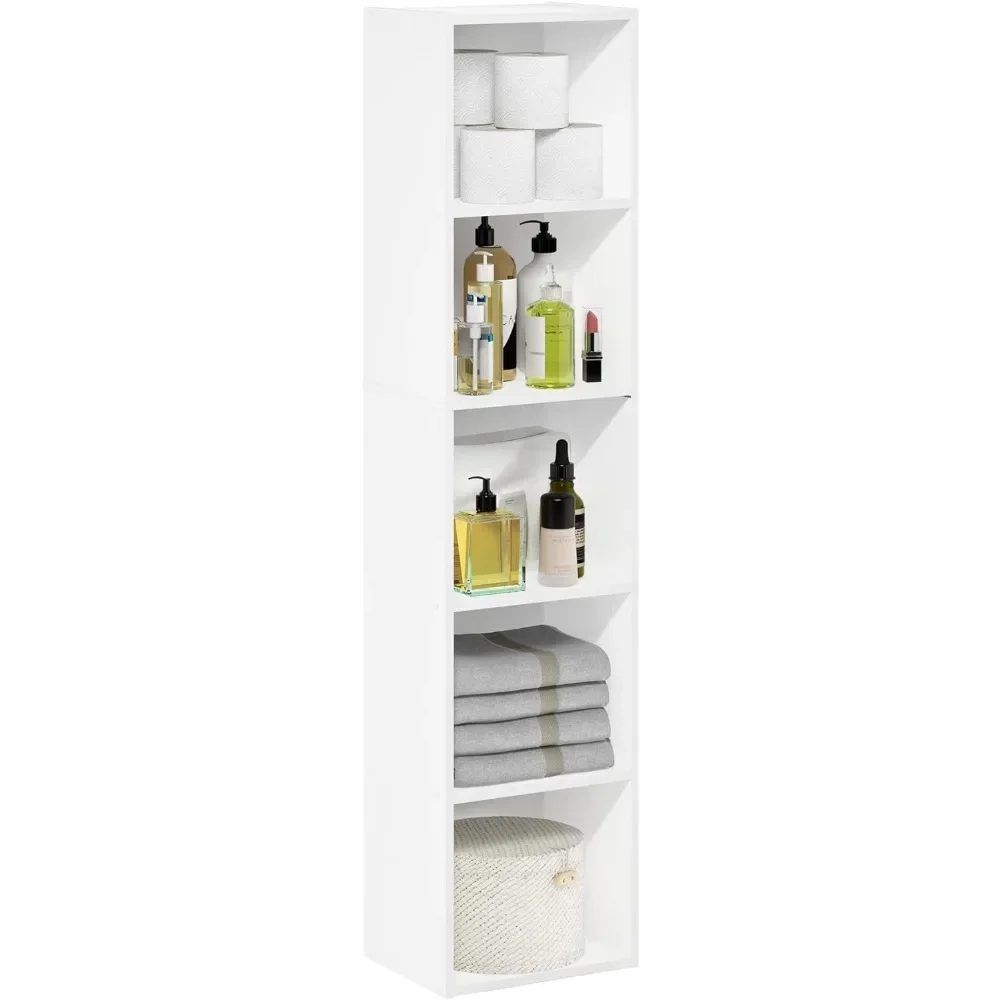 Luder White Cube Estante, Armazenamento de livros, 5-Tier, 9.3 "D x 12" W x 52.1 "H