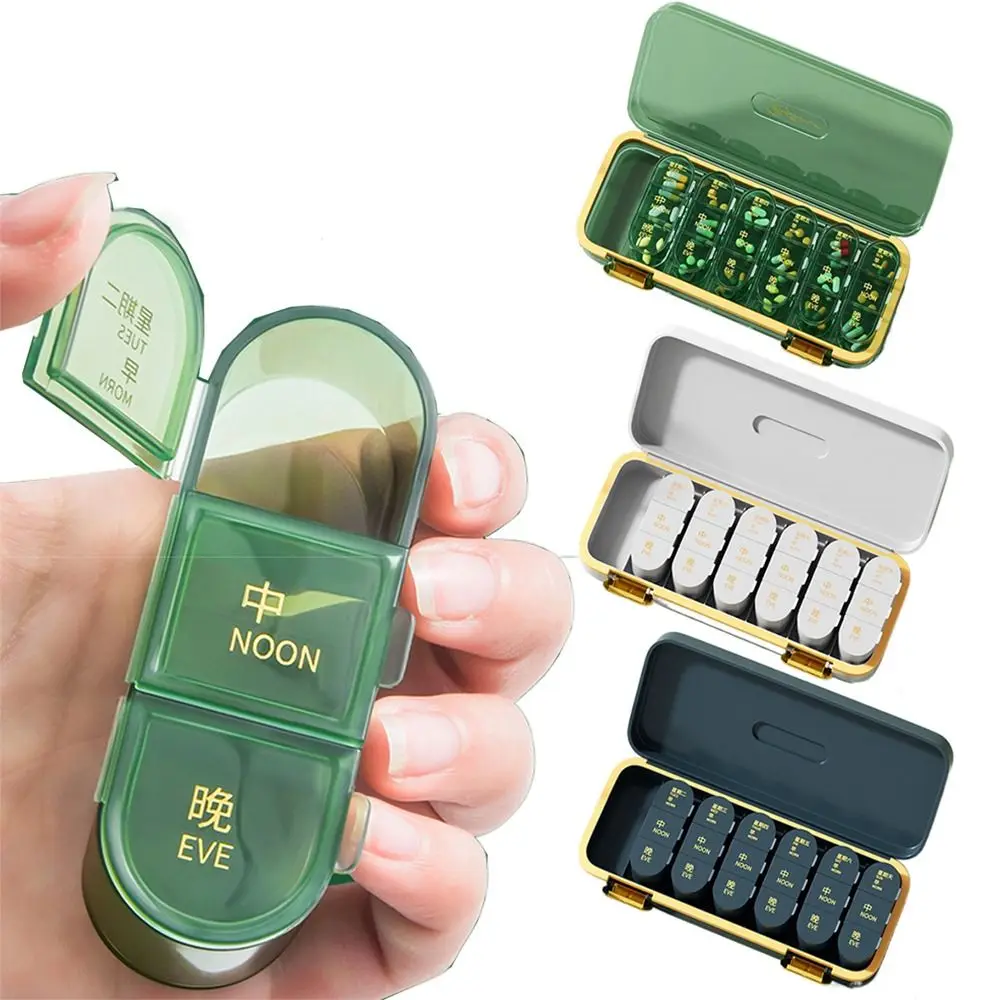 

Portable Weekly Pill Case Large Capacity Visual 3 Times A Day Pill Box 21 Compartments Moisture-Proof Seven-Day Pill Organizer