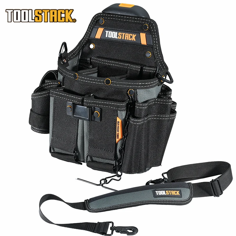 TOOLSTACK Electrician Pouch Quick-Lock Shoulder Waist Bag Large Capacity Tool Organizer Storage Bag Electrician Work Service Kit