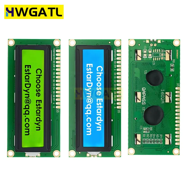 LCD1602 1602 Moduł LCD Niebieski / Żółty Zielony Ekran 16x2 Znakowy Wyświetlacz LCD PCF8574T PCF8574 IIC I2C Interfejs 5 V dla arduino