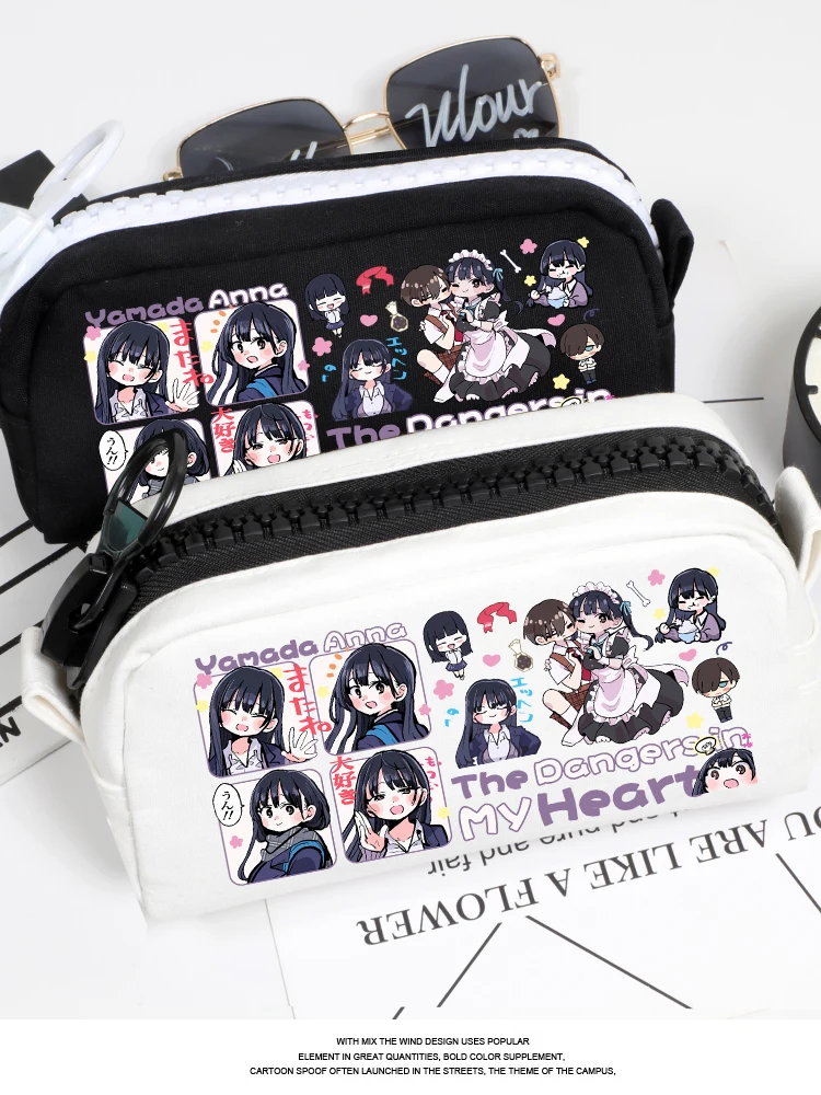 Anime The Dangers In My Heart Yamada Anna Kyotaro Ichikawa Pencil Case Cosplay Pen Bag Pencil Box Cartoon Cosmetic Storage Bag