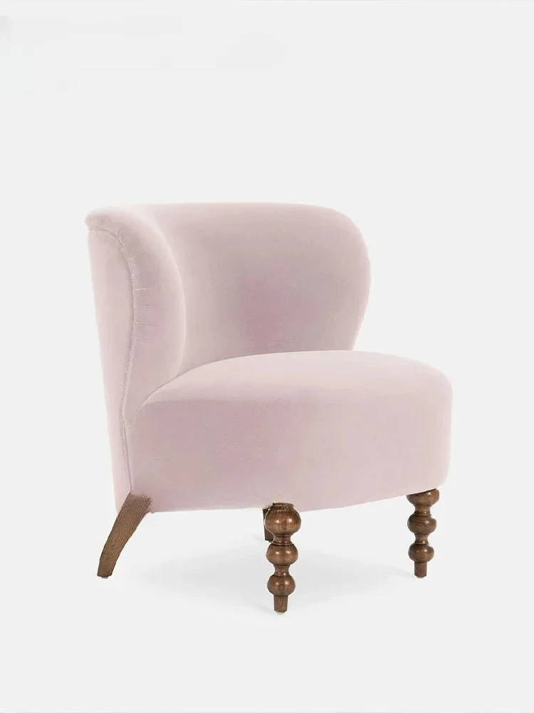 

A44 Antique Style Roman Column Solid Wood Sofa Chair Living Room Nordic Light Luxury Bedroom Balcony Single Cloth Chair