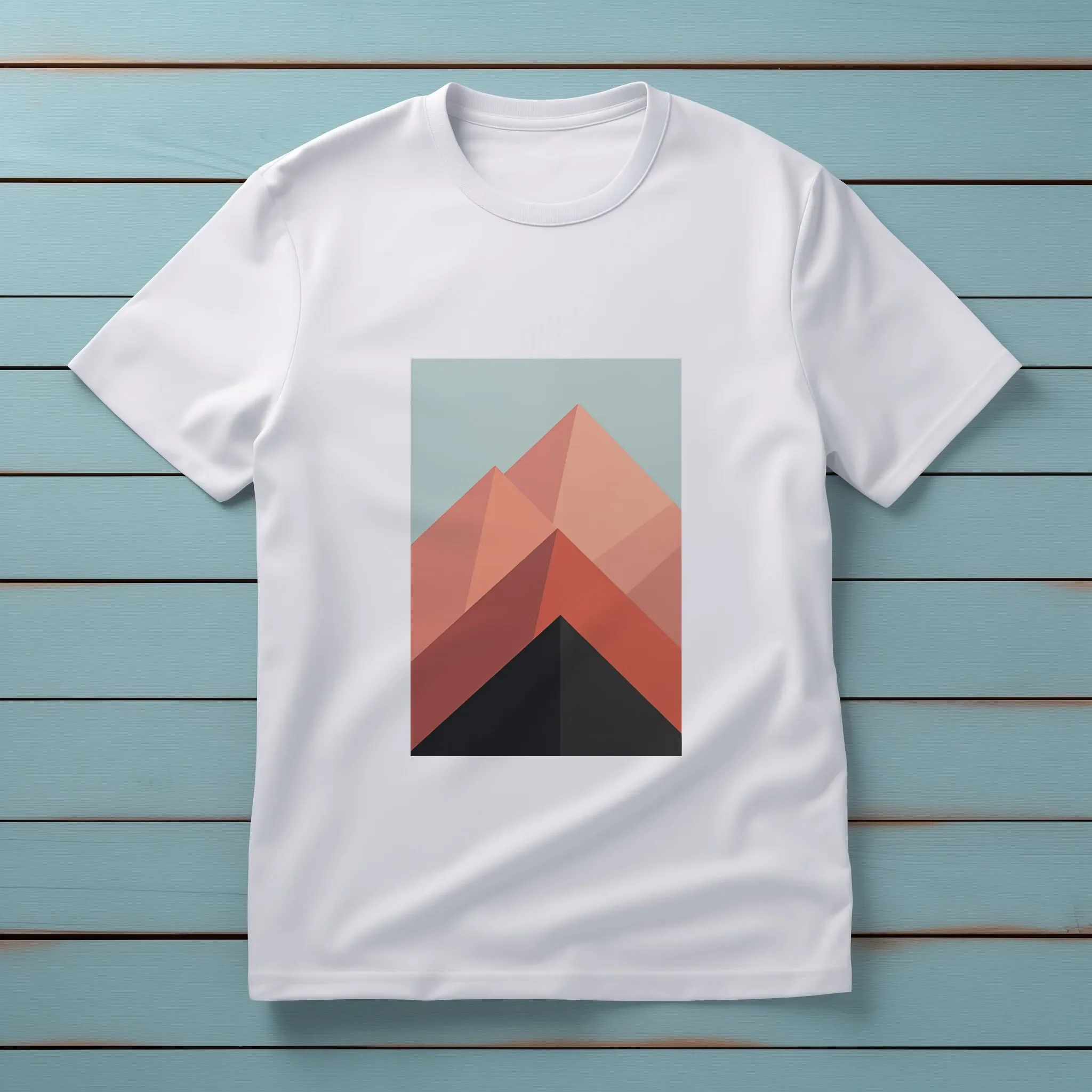 Minimalistic Mountains T Shirt Print Cotton Outdoor Alpinist Boulderer Pyramid Abstract Art
