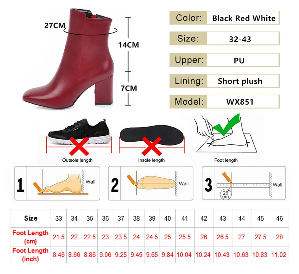 2024 nuove donne cerniera laterale muslimexmuslimcomodi stivaletti scarpe moda nero rosso bianco tacco quadrato signore barche 32-43