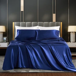 Luxury Duvet Cover Set Solid Color Rayon Satin Bedding Set Include  Duvet Cover Flat Sheet Pillowcase Queen King Size  Free Ship