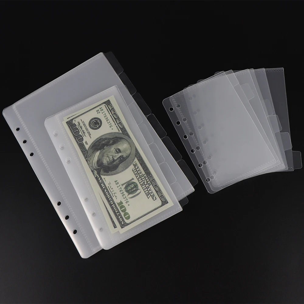 2 Sets A5/A6/A7 Cash Envelopes Index Dividers Binder Budget Envelope System Wallet Clear PP 6 Hole Punched Budgeting Pockets Set