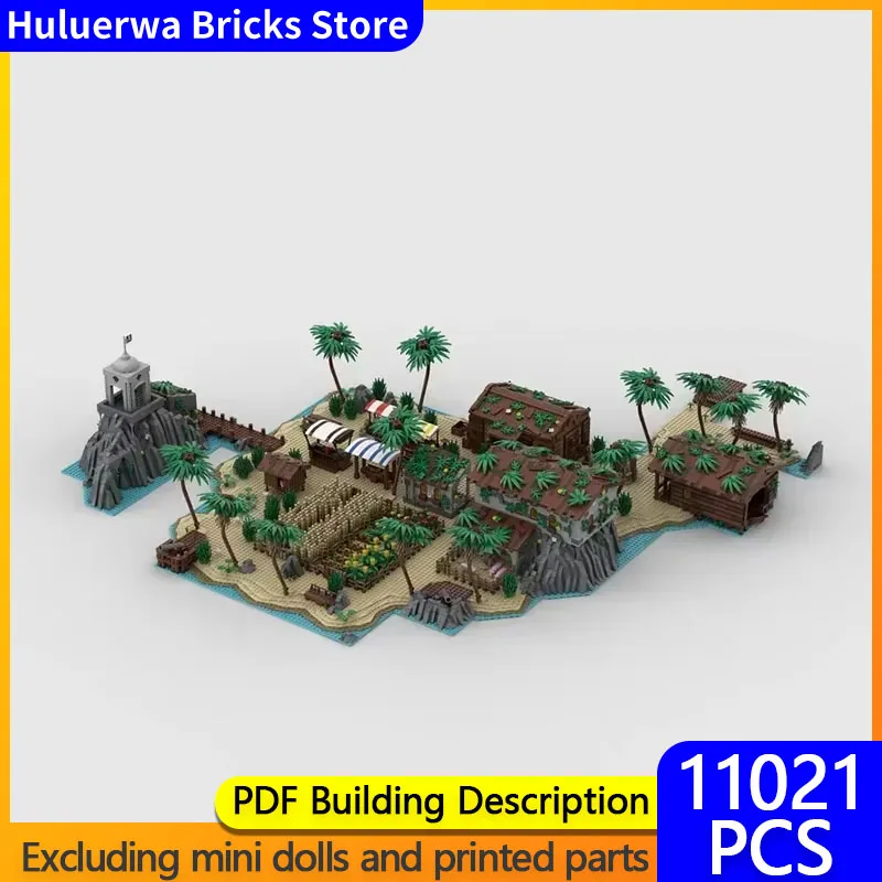 Popular Street View Model MOC Building Bricks Pirate Island Bay Modular Technology Gifts Holiday Assemble Children Toys Suit