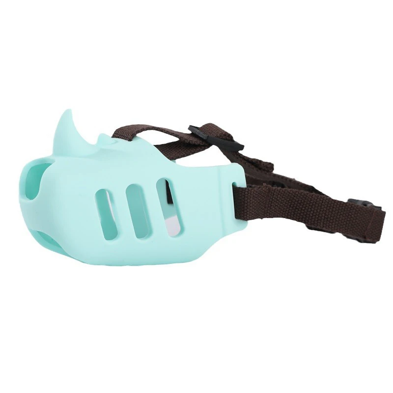 Pet dog muzzle silicone pet muzzle anti-biting, barking, and eating rhinoceros-shaped medium and large dog muzzle