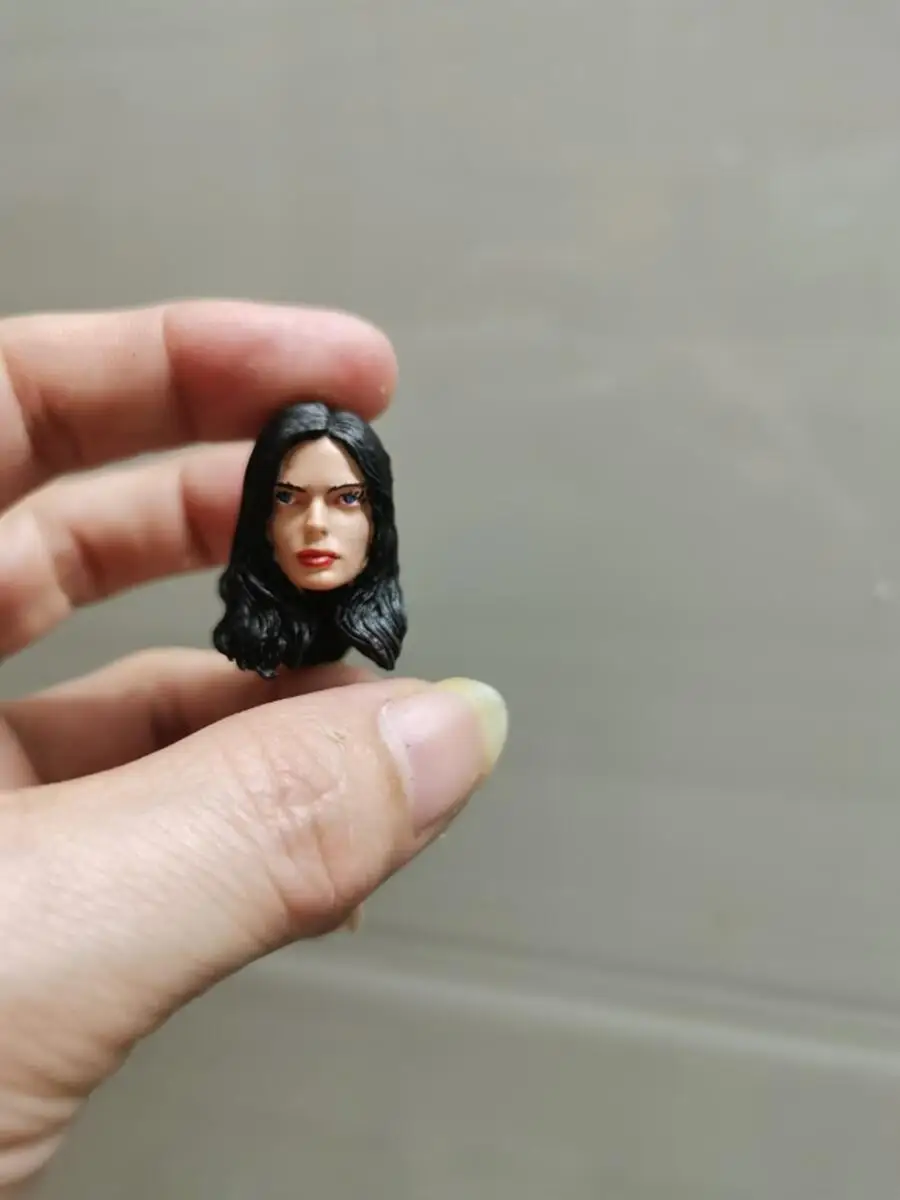 1/12 Scale Head Carving Krysten Ritter Female Soldier Black PVC Curly Hair Suitable 6Inch Sction Figure Body Doll DIY