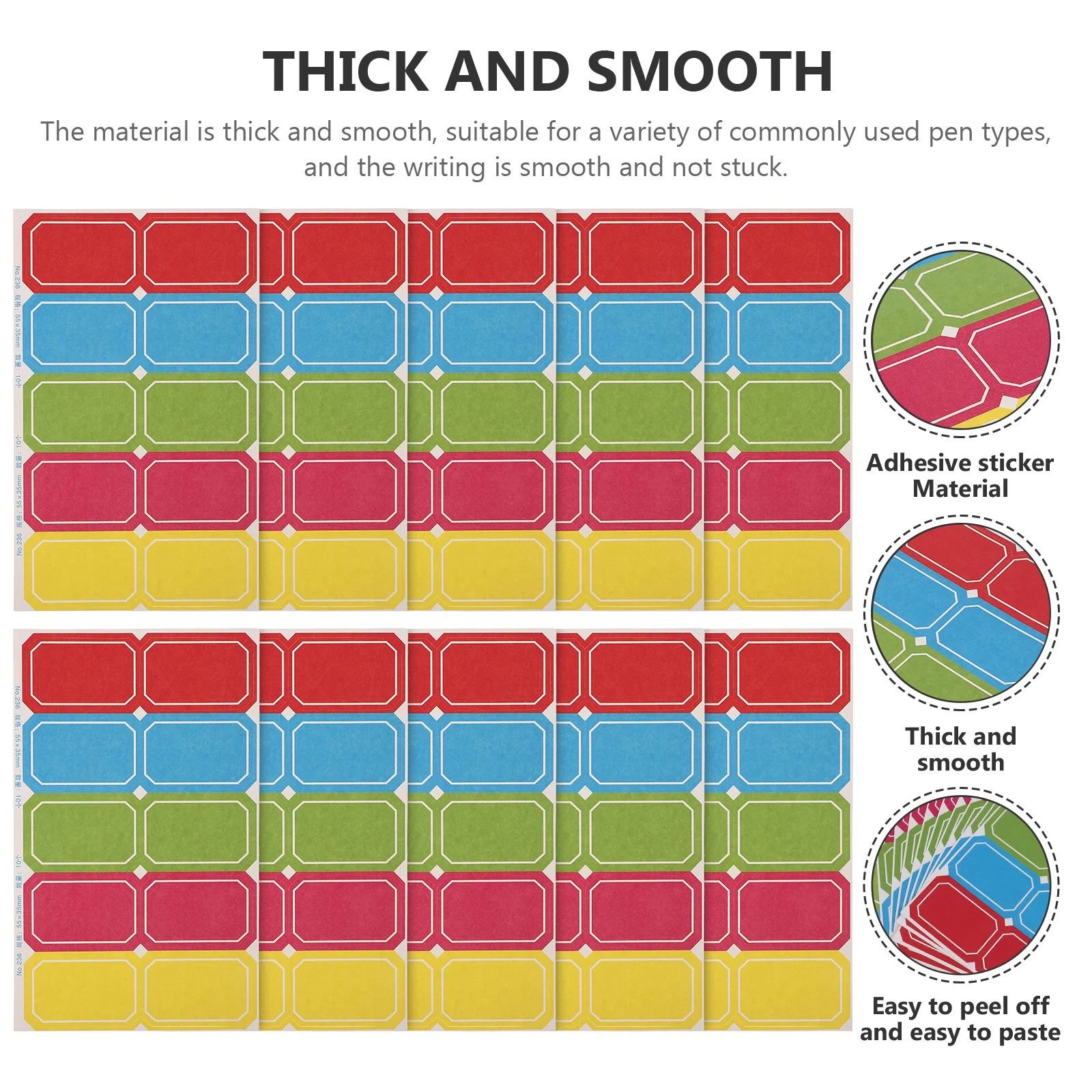 

10 Sheets Blank Name Labels Colorful Writable Stickers Compact Adhesive Tags for Students Home Office Classification Plan