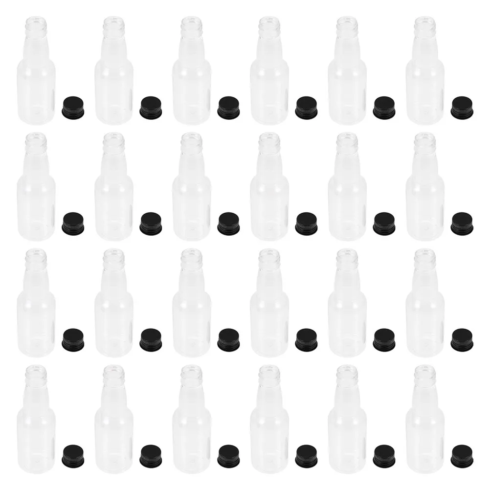 

50 шт. маленьких бутылочек с крышками, многоразовые прозрачные бутылки для напитков, вина, соков, портативные мини-бутылки для алкоголя, идеально подходят для кемпинга