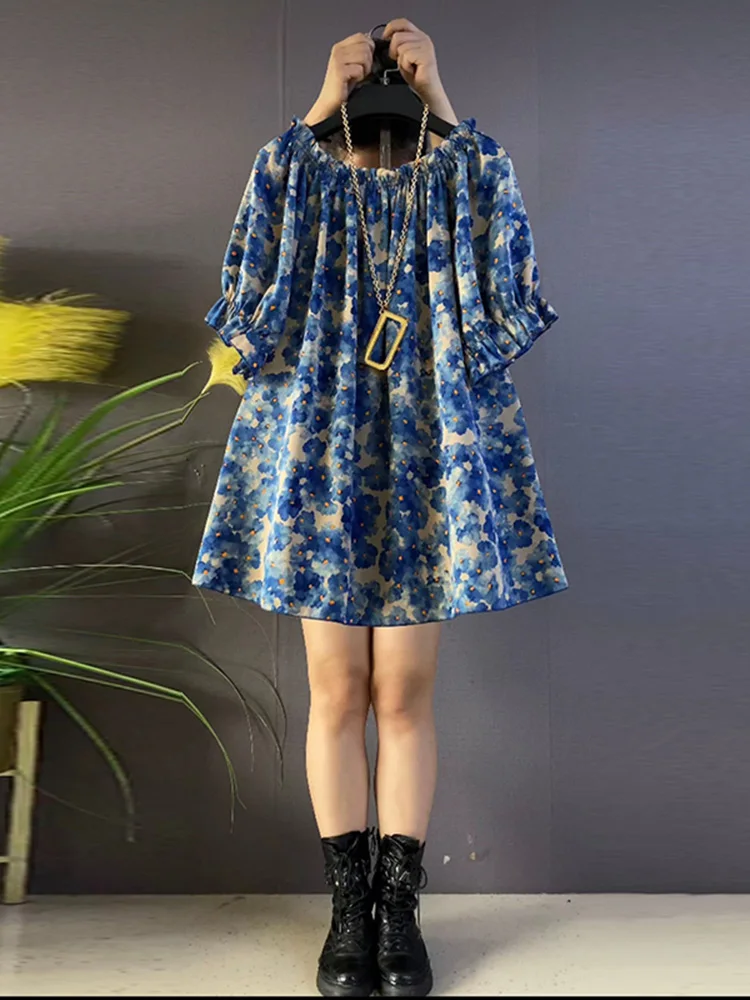 

plus Size Summer Faion Korean Sle Floral Print Doll irt Women's Top One oulder round Ne ort Sve Polyester Fiber