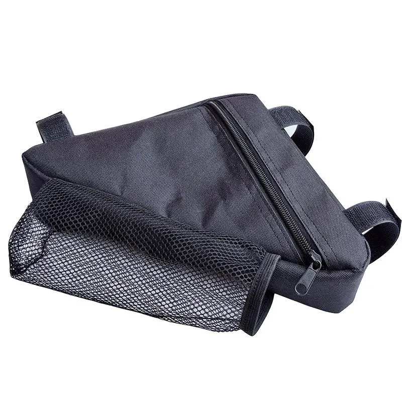 Wander-, Camping- und Outdoor-Zubehör: Dreieckige Gepäckträgertasche mit Wasserbecherhalter und Reißverschluss – Detail 7