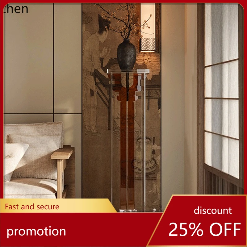 HT acrylic flower stand Chinese tea room floor-to-ceiling bracket shelf flower corner