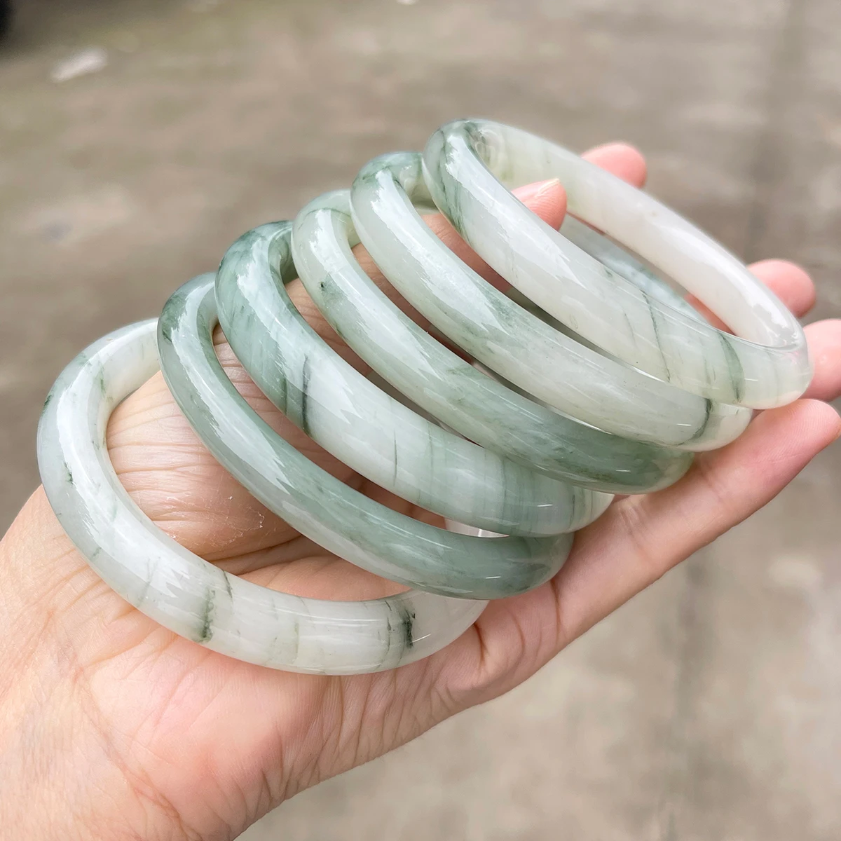 100 % Naturstein-Armreif aus Tianshan-Jade, breites Armband für Frauen, Heilkristall-Schmuck, Geschenk, Armbänder und Armreifen – Detail 5