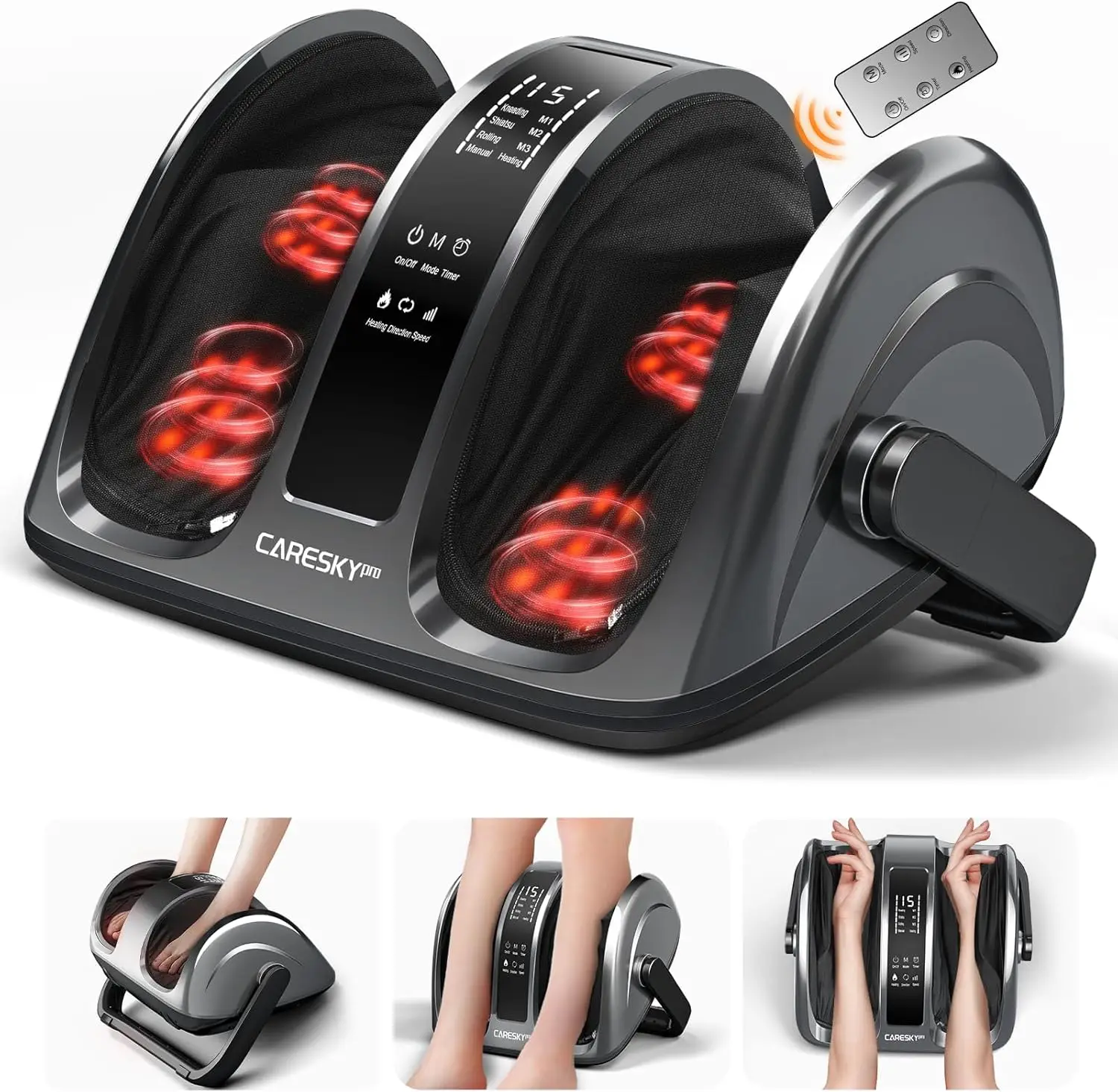 Foot  Machine with Heat & Remote, Single Hand Handle, 3-Heating for Circulation and Pain Relief, Deep Kneading R