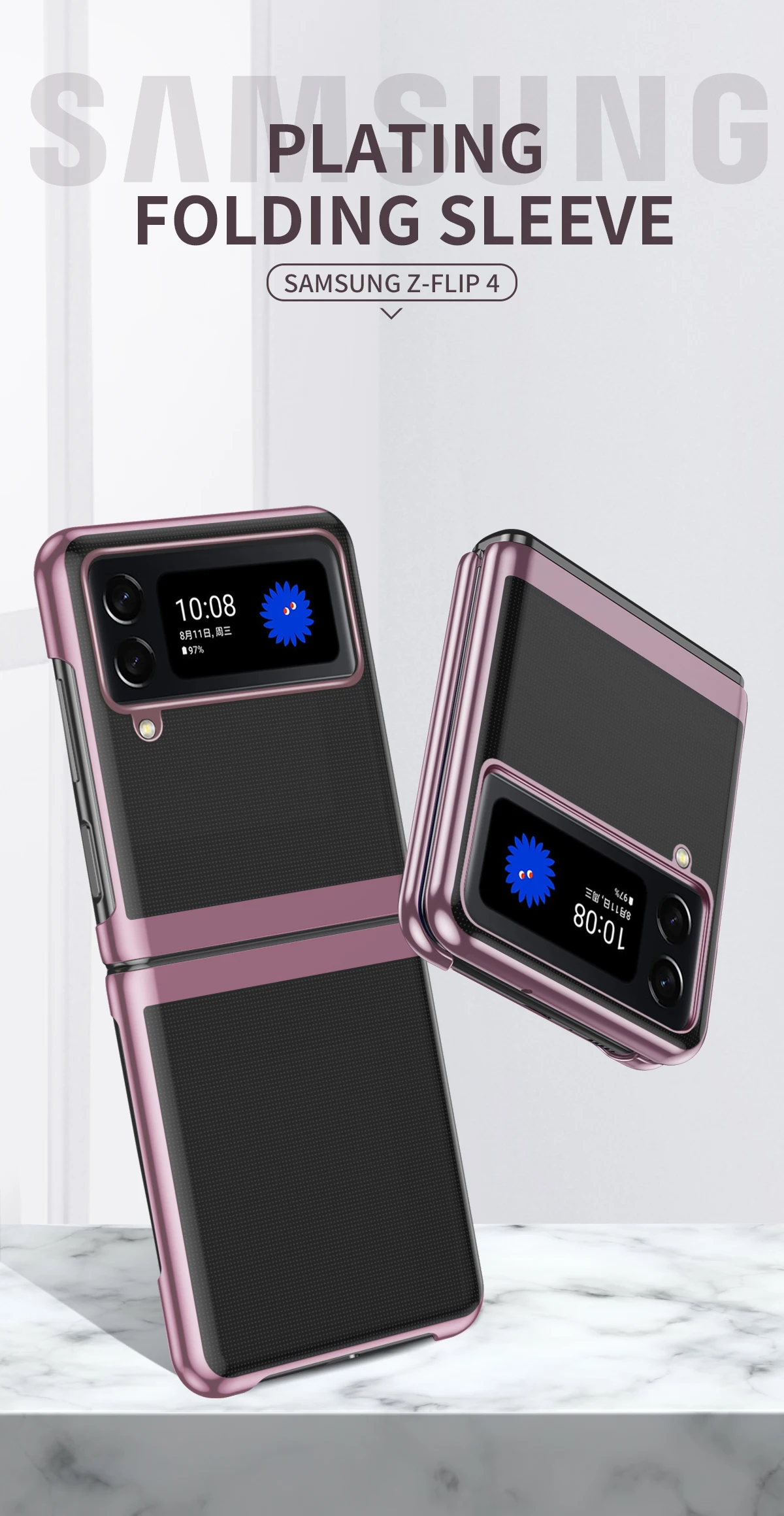 

Suitable for Samsung /flip4 new electroplating transparent mobile phone case bare metal feel full protection anti-fall