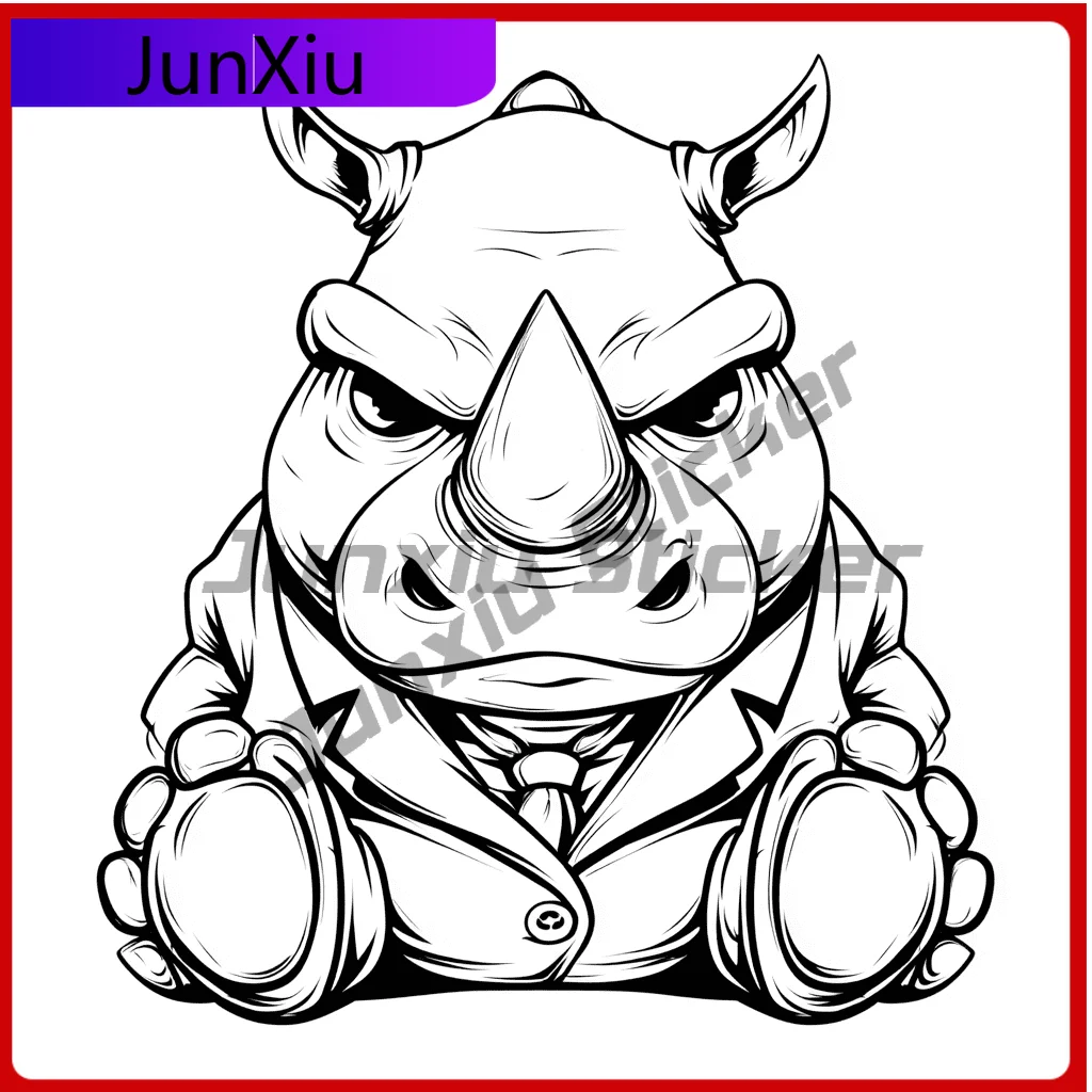 Angry Rhino in Suit Funny Car Laptop Window Bumper Waterproof Vinyl Decal Sticker Trendy Funny Funny Funny Cute Unique Funny
