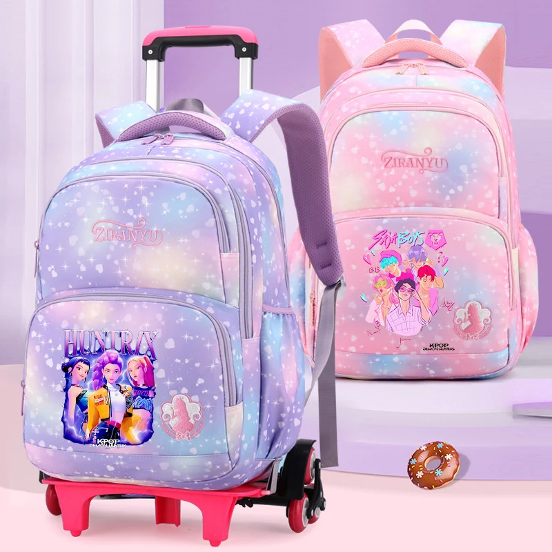 

KPop Demon Hunters Trolley Schoolbag Girl Boy Breathable Backpack Children Lightweight Large Capacity Backpacks Fashion Bag Gift