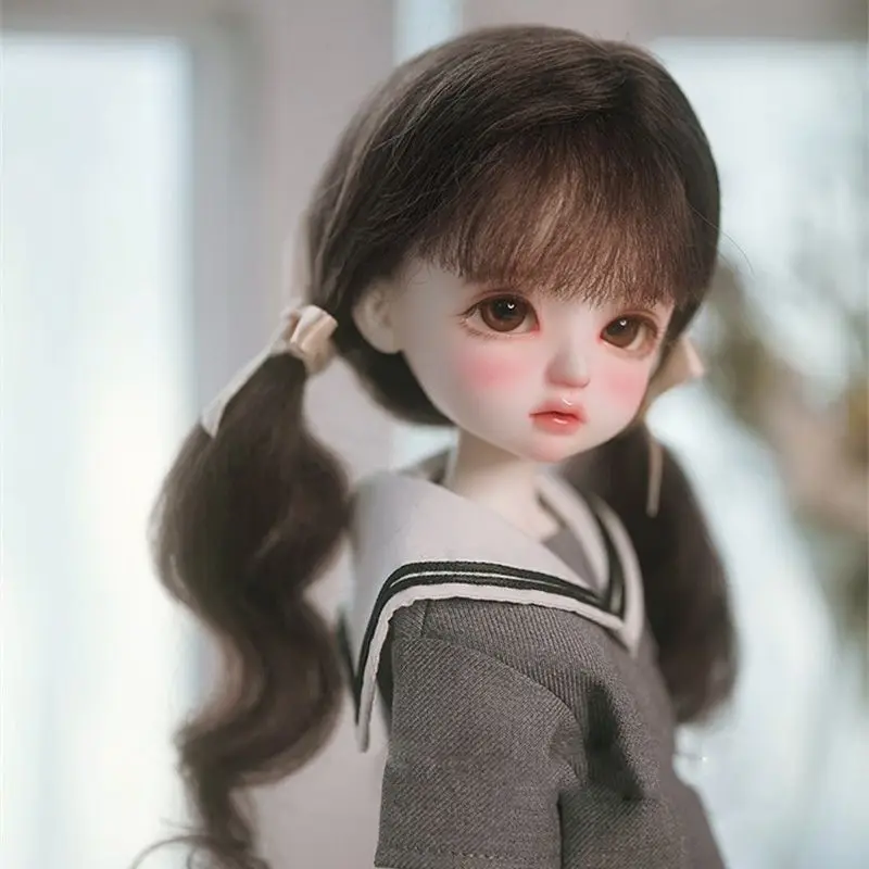 

BJD doll wig suitable for 1/4 1/6 size bjd girl wig cute mohair curly double ponytail 1/4 1/6 wig doll accessories