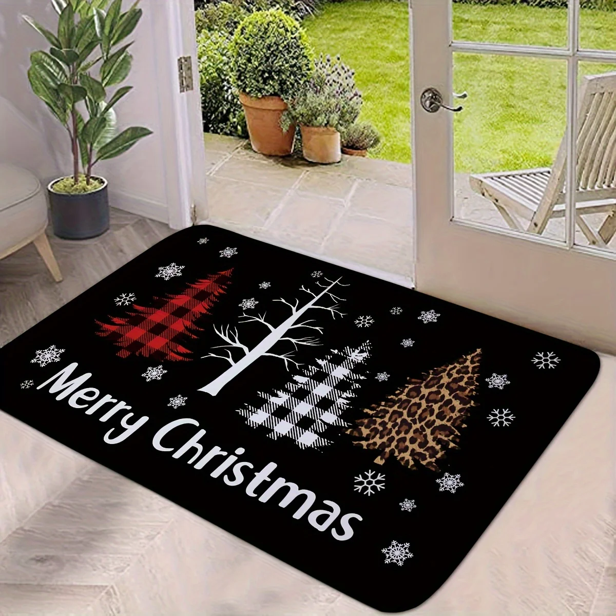 1pc Rubber Floor Mat Welcome Hello Cat Birds Dog Floral Design, Suitable for Entrance Door, Bathroom, Living Room, Laundry Room,