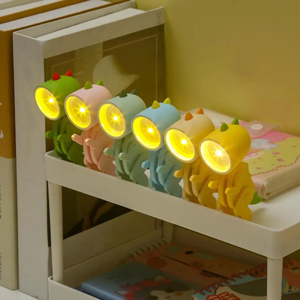 LED Night Light Cartoon Dinosaur Battery Powered Night Lamp Foldable Soft Lighting Energy-saving Desk Lamp For Home/Dormitory