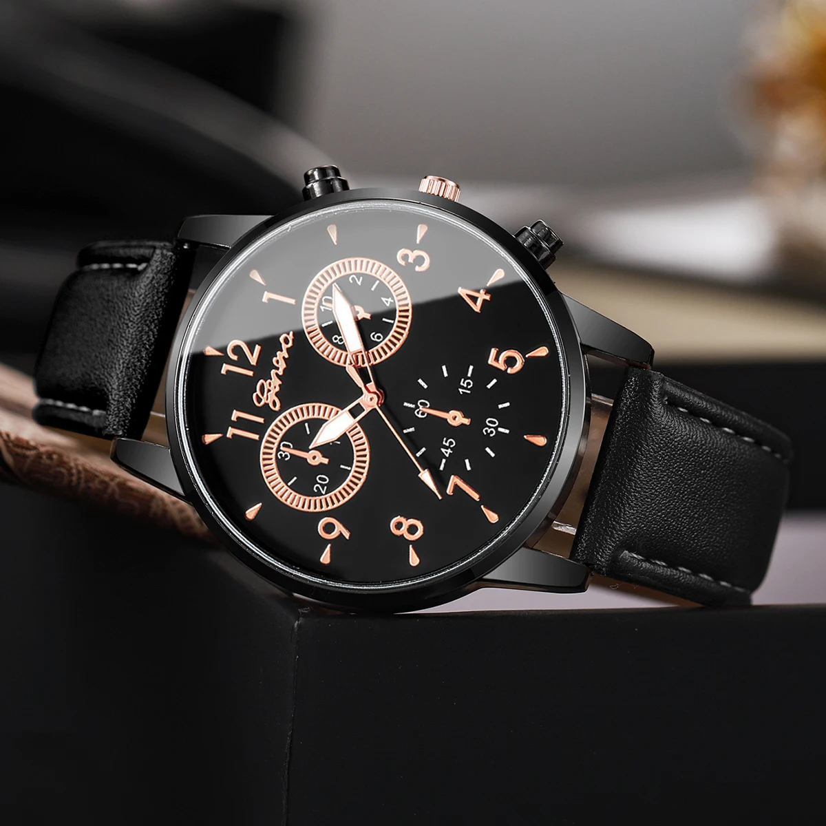 أزياء رجال الأعمال الساعات بسيطة العربية الهاتفي الذكور ليا كوارتز ساعة المعصم Relogio Masculino (بدون صندوق)